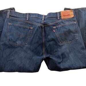 46x30 Levis Mens 501 Original Fit Buttonfly Jeans W46 L30 Dark Wash Denim